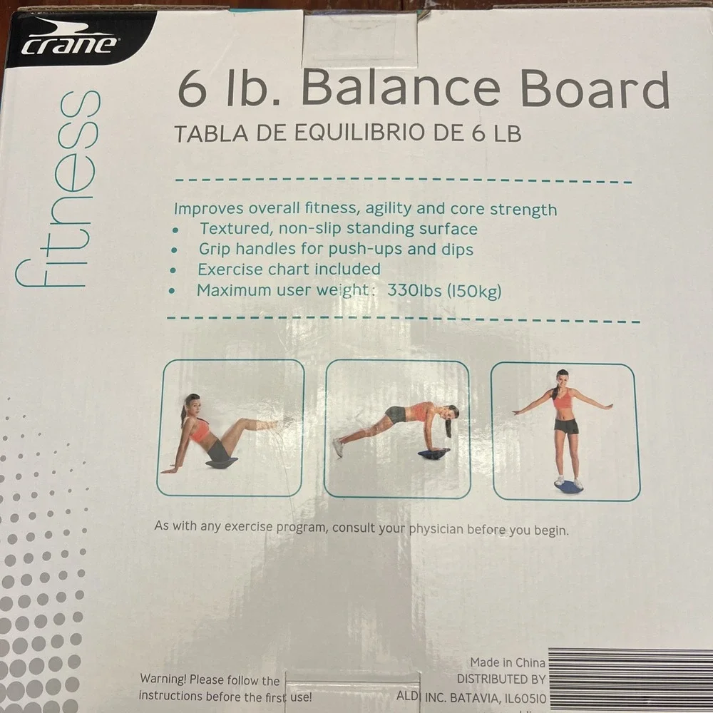 Crane Balance Board :: Stretching/Push Up/Planks/Calisthenics 330 lbs. Blue